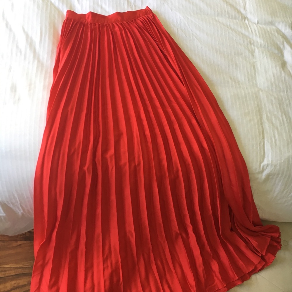 Red Pleated Skirt